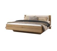 Meublorama Letto Vertigo - 180x200 cm con doghe Incluse - Rovere Selvaggio e Beige Sabbia - Piede del Letto Design