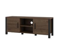 Meublorama Mobile TV 150cm Collezione Darwin. Colore Quercia Scura e Nero. 2 Porte e 2 nicchie.