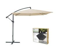 Meublorama Set di ombrelloni deportati beige + lastre di cemento - Eleganza, Ombre XXL e stabilità assicurata