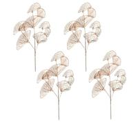 MEUMITY 4 rami artificiali di ginkgo dorato, 3 forchette di ginkgo biloba rami simulazione vuoto ventilatore ginkgo foglie mazzi di fiori finti rami artigianato fai da te per casa e ufficio