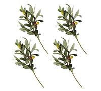 MEUMITY 4 rami di ulivo artificiali, 36 cm, stelo di ulivo finto con frutti, rami di ulivo finti, piante finte, foglie verdi, frutti, rami, foglie, per decorazione domestica, 36 cm