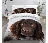 MEVASA Set copripiumino per bambini, motivo Springer Spaniel, in soffice microfibra, ipoallergenico, per letto singolo, 3 pezzi, 135 x 200 cm