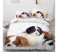 MEVASA - Set copripiumino super king size con motivo Cavalier King Charles Spaniel, cane simpatico, biancheria da letto lussuosa e morbida, con cerniera, set copripiumino di lusso 3D, 3 pezzi, facile
