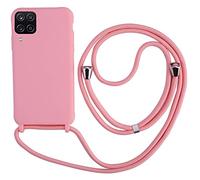 MEVIS Cover Compatible con Samsung Galaxy A12 5G,Cover con Pratico Cordino,con Cordino TPU Corda Silicone Case Bumpe-Rosa Scuro