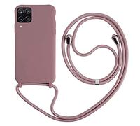 MEVIS Cover Compatible con Samsung Galaxy A12 5G,Cover con Pratico Cordino,con Cordino TPU Corda Silicone Case Bumpe-Colore Lotus