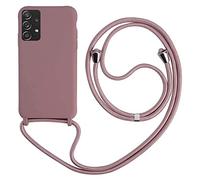 MEVIS Cover Compatible con Samsung Galaxy A72 5G,Cover con Pratico Cordino,con Cordino TPU Corda Silicone Case Bumpe-Colore Lotus