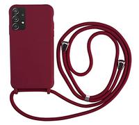 MEVIS Cover Compatible con Samsung Galaxy A72 5G,Cover con Pratico Cordino,con Cordino TPU Corda Silicone Case Bumpe-Rosso