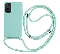 MEVIS Cover Compatible con Samsung Galaxy A72 5G,Cover con Pratico Cordino,con Cordino TPU Corda Silicone Case Bumpe-Verde Chiaro