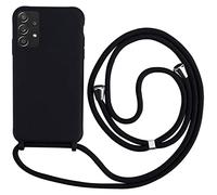 MEVIS Cover Compatible con Samsung Galaxy A72 5G,Cover con Pratico Cordino,con Cordino TPU Corda Silicone Case Bumpe-Nero