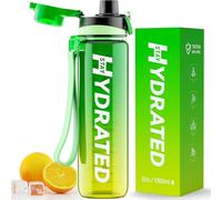 Mevoly Borraccia 1 Litro, Borraccia Palestra con Orari per Bere, Borraccia Sportiva Motivazionale 1L senza BPA, Antigoccia, Trasparente Bottiglia Acqua per Ufficio, Scuola, Trekking Bottle
