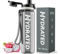 Mevoly Borraccia 1 Litro, Borraccia Palestra con Orari per Bere, Borraccia Sportiva Motivazionale 1L senza BPA, Antigoccia, Trasparente Bottiglia Acqua per Ufficio, Scuola, Trekking Bottle