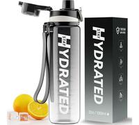 Mevoly Borraccia 1 Litro, Borraccia Palestra con Orari per Bere, Borraccia Sportiva Motivazionale 1L senza BPA, Antigoccia, Trasparente Bottiglia Acqua per Ufficio, Scuola, Trekking Bottle
