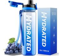 Mevoly Borraccia 1 Litro, Borraccia Palestra con Orari per Bere, Borraccia Sportiva Motivazionale 1L senza BPA, Antigoccia, Trasparente Bottiglia Acqua per Ufficio, Scuola, Trekking Bottle