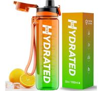 Mevoly Borraccia 1 Litro, Borraccia Palestra con Orari per Bere, Borraccia Sportiva Motivazionale 1L senza BPA, Antigoccia, Trasparente Bottiglia Acqua per Ufficio, Scuola, Trekking Bottle