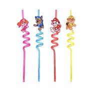Mevsim Store Paw Patrol 4 Pezzi Cannucce per Bambini- Cannucce Plastica- Bambini Colorate Cannucce- Cannucce Riutilizzabili Bambini- Cannucce Riccia per Feste- Compleanno Forniture