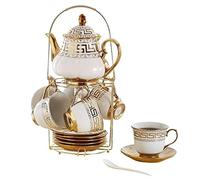 MEVZHH Bollitorir Stufa, Set Di Tè, Set Di Tè in Ceramica Set Di Tazza da Caffè Set Di Tazza da Tè Europea Set Tazza da Tè Piatto e Cucchiaio con Tè Pomeridiano in Metallo, Festa