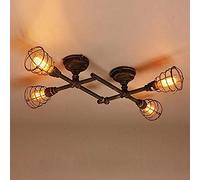 MEVZHH Candelabri,Pade a Soffitto Candelabro Retrò Industrialer Casa Di Campagna Rusticapada a Soffitto Spot 4Padinepada a Soffitto Rettangolare Creativo Lucer Soggiorno Camera da Letto Sala da Pranzo