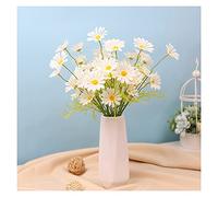 MEVZHH Fiori Artificiali, 10 Pz Camomille Piccola Margherita Falso Fiore Primavera Uscita Foto Fotografia Attrezzi Casa Soggiorno Decorazifiore Fiore Seta Ornamenti Falsi Fiori/10 Bianco + Vaso