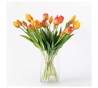 MEVZHH Fiori Artificiali, Mazzo Di Tulipani Di Fiori Artificiali e Vaso Di Vetro Set Di Artigianato in Plastica Mazzo Di Soggiorno Adattor Festa Di Vacanza Decoraziufficio Matrimonio Falsi Fiori/Aranc