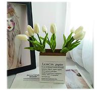 MEVZHH Fiori Decorativi 10 Teste Tulipani Artificiali Fiori Real Touch Arrangement Bouquetr Home Room Party Wedding, Eccellente Idea Regalor la Festa Della Madre Fiore Artificiale/Bianco