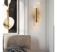 MEVZHH Gold Crystal Wall Sconce Modern 16W Led Lightifixture, Bubble Crystal Wallmountedp per Liviroom, Corridoio e Bagno, 3 Modalità Di Colore