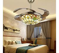 MEVZHH Kelukes Nascosto Ventilatore Luci a Soffitto Silenzioso Ventilatori a Soffitto con Telecomando 42 Soggiorno Ventilatori a Soffitto Conpade, Vetro Fatto a Manopada Ombrapadari Ventilatore Luci a