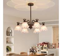 MEVZHH Lamadari,Adario Bronzo Mete27 Luce a Sospensiper Cucina Isola Mezzo Secolo Soffittopada a Sospensicon Bianco Vetro Fiore Forma Ombrellor Corridoio Camera da Letto Pranzo Ro/6 Luci