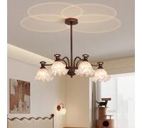 MEVZHH Lamadari,Adario Bronzo Mete27 Luce a Sospensiper Cucina Isola Mezzo Secolo Soffittopada a Sospensicon Bianco Vetro Fiore Forma Ombrellor Corridoio Camera da Letto Pranzo Ro/4 Luci