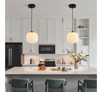 MEVZHH Lampadari, Illuminazia Soffittopadario in Vetro Bianco Latte Cucina Isola Sospensiluce Mezzo Secolo Oro Sospensilampada Moderna Stile Nordico Luci Sfera Fissaggio Vetro a Costelle Luce a Soffit