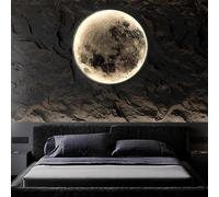 MEVZHH Lampadari,Luna Wall Sconce,Luce Della Luna 3Dpada a Parete a Led Dimmabile con Telecomando,Inseriscipada a Soffitto Montata a Parete,Decorazia Parete Della Lunar il Soggiorno Camera da Letto Co