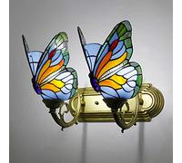 MEVZHH Lampade da Parete, Butterfly Wall Sconces, Vetro Colorato Kids Room Night Light, Modern Retro Crystal Wall Lightr il Soggiorno Bagno Corridorio Camera da Lettopada da Letto/2 Luce F