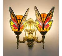 MEVZHH Lampade da Parete, Butterfly Wall Sconces, Vetro Colorato Kids Room Night Light, Modern Retro Crystal Wall Lightr il Soggiorno Bagno Corridorio Camera da Lettopada da Letto/2 Luce K