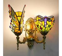 MEVZHH Lampade da Parete, Butterfly Wall Sconces, Vetro Colorato Kids Room Night Light, Modern Retro Crystal Wall Lightr il Soggiorno Bagno Corridorio Camera da Lettopada da Letto/2 L Leero