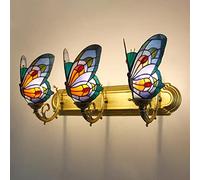 MEVZHH Lampade da Parete, Butterfly Wall Sconces, Vetro Colorato Kids Room Night Light, Modern Retro Crystal Wall Lightr il Soggiorno Bagno Corridorio Camera da Lettopada da Letto/3 Luce B