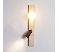 MEVZHH Lampade da Parete,Da da Parete Wabi-Sabi da Letto Regolabile - 22,8 Pollici Sconce in Travertino Gicon Ombra Di Vetro e Testa in Legno, Idealer Soggiorno, Camera da Letto, Corridoio e Luce da L