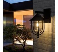 MEVZHH Lampade da Parete, Lanterna da Parete All'Aperto Della Fattoria - Impermeabile Sconce in Alluminio Nero, Ombra Di Vetro Trasparenter Porte Anteriori, Balconi, Ingressi e Garage - Illuminazieste