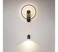 MEVZHH Lampade da Parete, Led 18W Luce da Parete Modernapada da Parete in Metrotondo con Orologipada da Letto 3000K / 4500K / 6000K Lunghezza Regolabile Sconce 2 Fiamma Camera da Letto Soggiorno Night