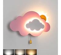 MEVZHH Lampade da Parete,Led Cloud Kids Wall Light con Pull Interruptor,Pada da Parete Dimmabile da 7Wr la Stanza Deini 3000K-6000Kr la Stanza Dei Ragazzipada da Letto Luminosarni a Forma Di Nuvola/Ro
