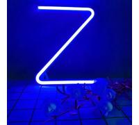 MEVZHH Lampade da Parete,Led Diy Neon Light 0-9 Illuminare i Numeri 26 Alfabetopada Al Neon Batteria/Usb Alimentato,Pada Decorazida Parete, Numero/Lettera Illuminato Segno Luci Al Neon/Blu/Z