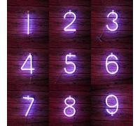 MEVZHH Lampade da Parete,Led Diy Neon Light 0-9 Illuminare i Numeri 26 Alfabetopada Al Neon Batteria/Usb Alimentato,Pada Decorazida Parete, Numero/Lettera Illuminato Segno Luci Al Neon/Violetta/2