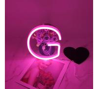 MEVZHH Lampade da Parete,Led Diy Neon Light 0-9 Illuminare i Numeri 26 Alfabetopada Al Neon Batteria/Usb Alimentato,Pada Decorazida Parete, Numero/Lettera Illuminato Segno Luci Al Neon/Rosa/il G