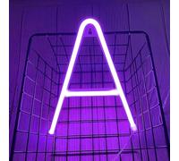 MEVZHH Lampade da Parete,Led Diy Neon Light 0-9 Illuminare i Numeri 26 Alfabetopada Al Neon Batteria/Usb Alimentato,Pada Decorazida Parete, Numero/Lettera Illuminato Segno Luci Al Neon/Violetta/A