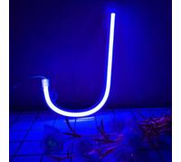 MEVZHH Lampade da Parete,Led Diy Neon Light 0-9 Illuminare i Numeri 26 Alfabetopada Al Neon Batteria/Usb Alimentato,Pada Decorazida Parete, Numero/Lettera Illuminato Segno Luci Al Neon/Blu/J