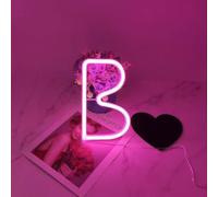 MEVZHH Lampade da Parete,Led Diy Neon Light 0-9 Illuminare i Numeri 26 Alfabetopada Al Neon Batteria/Usb Alimentato,Pada Decorazida Parete, Numero/Lettera Illuminato Segno Luci Al Neon/Rosa/Di B
