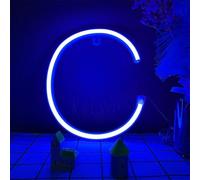 MEVZHH Lampade da Parete,Led Diy Neon Light 0-9 Illuminare i Numeri 26 Alfabetopada Al Neon Batteria/Usb Alimentato,Pada Decorazida Parete, Numero/Lettera Illuminato Segno Luci Al Neon/Blu/C