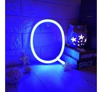 MEVZHH Lampade da Parete,Led Diy Neon Light 0-9 Illuminare i Numeri 26 Alfabetopada Al Neon Batteria/Usb Alimentato,Pada Decorazida Parete, Numero/Lettera Illuminato Segno Luci Al Neon/Blu/Q