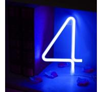 MEVZHH Lampade da Parete,Led Diy Neon Light 0-9 Illuminare i Numeri 26 Alfabetopada Al Neon Batteria/Usb Alimentato,Pada Decorazida Parete, Numero/Lettera Illuminato Segno Luci Al Neon/Blu/4
