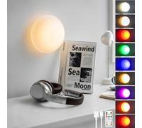 MEVZHH Lampade da Parete, Led Wall Sconce Lights Battery Operated With Remote Control, Rotondoni Camerapada da Parete 3000K-6000K + Indoor Wall Light Wireless 3W Night Light Usb