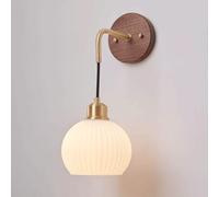MEVZHH Lampade da Parete, Modern Glass Wall Sconce -Da da Letto in Legno Nordico, Elegante Impianto Di Illuminazia Pareter Soggiorno e Camera da Letto, Luce Decorativa a Pareter Comodino e Arredamento
