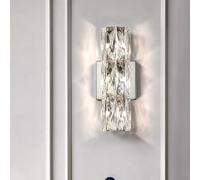 MEVZHH Lampade da Parete, Modern Led Crystal Wall Sconce - Chrome Vanity Light Barr Bagno, Camera da Letto e Soggiorno, Lusso Sopra lo Specchio, Illuminazibianca Caldar Alberghi e Portiche/3-Luce